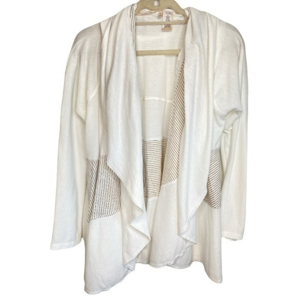 Soft Surroundings White Striped Cardigan Size Medium